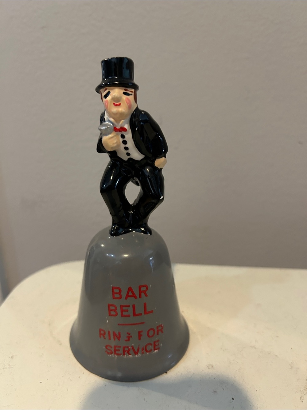 Vintage Bar Bell Service Bell with Top Hat Figure - Japan